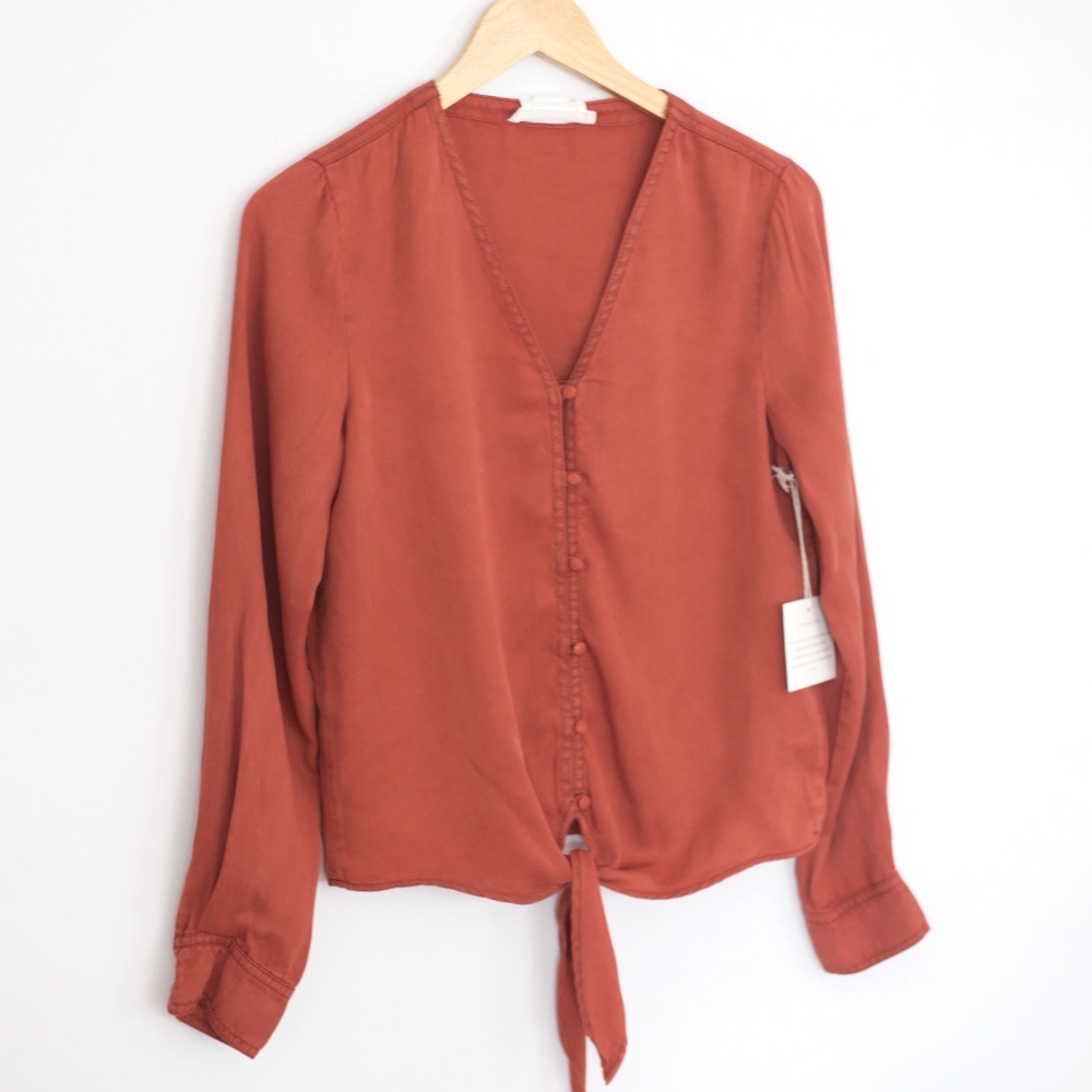 NWT C&C California 100% Lyocell Long Sleeve Blouse - Picture 1 of 6